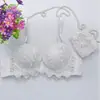 Conjunto de Sujetador con Aros Bordado para Niña Pecho Pequeño Push-Up Sexy Espalda Hermosa con Moño Lencería para Mujer