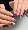 Pegatinas para Uñas Manicura Francesa Blanca con Flor en Relieve y Puntos Rojos Pequeños Estilo Floral Suave Piezas de Uñas Postizas Transfronterizas Hechas a Mano