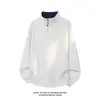 Novedad Otoño 2026 Estilo Hong Kong Blanco Talla Grande Algodón Chino Cuello Alto Bloque de Color Sudadera M-5X HW26678-TeP37