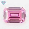 Huagang Gema Rectangular Biselado Che Zircón Rosa Plano Corte Esmeralda Sintético Anillo Joyería