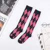 Meias Femininas Estilo Europeu e Americano Letra Xadrez Jacquard Longas Casuais Até o Joelho Padrão Diamante Retrô Atacado Tendência Retrô