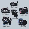 Patche de Tecido Bordado Desenho Gato Preto para Reparo de Furos em Jaquetas Puffer Subsídio para Bagagem Sapatos e Chapéus Patch Decorativo DIY Feito à Mão Sem Ferro