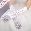 Bolsa Guante Multicolor de Satén Elástico Negro Guantes de Dedo para Cena Vestido de Novia Boda Fiesta de Boda Guantes Largos
