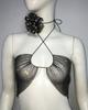 Transfronterizo nuevo europeo y americano para mujer, red de pesca, pedrería, halter, tirante, camelia, top de pedrería, dos piezas, chaleco de chica hot