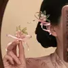 [Encanto Antiguo] Nuevo Pasador de Flor de Perlas con Lazo de Cinta Estilo Chino Pasador de Pelo con un Diseño Elegante y Encanto Antiguo