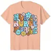 Camiseta Redonda de Manga Corta Estampada Día de la Enfermera para Mujer, Suelta, Pulóver Casual