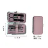 Regalo del Fabricante Logo Impreso Color Caramelo Juego de 7 Piezas de Cortauñas Caja de Cuero Belleza Herramientas de Manicura Tijeras para Uñas