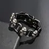 Pulsera de Calavera Estilo Gótico, Pulsera de Cuero Ajustable Punk Personalizada, Popular en Europa y América, Joyería Transfronteriza al por Mayor