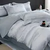 Conjunto simples de quatro peças para outono e inverno, espesso e escovado, 100% algodão, capa de edredom estampada listrada de algodão puro, lençol, roupa de cama para quarto