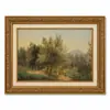 Pintura al óleo de paisaje estilo europeo vintage con marco dorado para la pared de la entrada de la sala de estar, Bestseller transfronterizo de Amazon, Arte de pared decorativo enmarcado