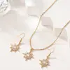 Conjunto de Brincos e Colar Estrela Espiga de Trigo de Luxo Leve da Moda para Mulheres, Design de Nicho com Sensação de Alto Padrão, Conjunto de Joias Versátil para o Dia a Dia Venda por Atacado
