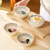 Juego de Tazones de Cerámica Retro de Mickey y Minnie, Tazones de Arroz Estilo Nuevo, Tazones Domésticos de Alto Valor, Lindo Regalo de Inauguración, Envío Gratis