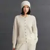 Chaqueta de punto holgada y elegante para mujer, nueva colección otoño/invierno 2025, de cachemir, cuello redondo y color liso.