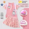 Maiô infantil de desenho animado Little Eight para meninas, conjunto de duas peças, vestido de natação de verão com proteção solar de secagem rápida para bebês