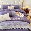 Cor Sólida Estilo Francês de Luxo Leve Marca Grande Bordado de Renda Algodão Lavado Conjunto de Quatro Peças Touca de Cama Exportação Atacado Transfronteiriço