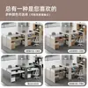 Escritorio y Sillas para Personal de Cuatro Personas, Mobiliario de Oficina Moderno Simple, Estación de Trabajo para Seis Personas, Mampara Divisoria Doble para Pantallas