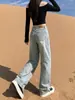 Jeans de Pierna Recta Lavado Claro Retro Americano para Mujer Petite 2026 Otoño Nuevos Pantalones de Cintura Alta Pierna Estrecha Pierna Ancha