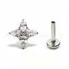 Aretes de titanio F136 con forma de gota de agua y trébol con circonita, joyería para piercing de aleación de titanio G23, aretes para el cartílago de la oreja, aretes de clip para la oreja, piercings para el labio