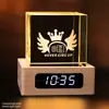 Trofeo Personalizado de Cristal Luminoso, Adorno de Medalla de Reloj de Madera Maciza, Recuerdo de Actividad Cultural y Creativa de la Reunión Anual de la Empresa para Empleados