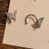 Pendientes de mariposa pequeños con diamantes B572, estilo moderno, con clip para la oreja, con diseño de hada Mori, para mujer