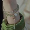 Pulsera de estilo retro [Hebilla Bi Yu Ping An] para novia, pulsera de diseño de nicho de vidrio craquelado antiguo, regalo