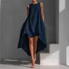 Vestido Casual Suelto Asimétrico de Nuevo Estilo 2026 con Dobladillo Alto-Bajo Sin Mangas Ropa de Resort para Mujer Sin Mangas Suelto