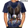 Explosiones de Verano 2024 Nueva Camiseta con Estampado 3D de Águila Camiseta con Patrón de Pájaro Moda Callejera para Hombre y Mujer Manga Corta Top Casual