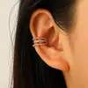 Brinco de Orelha Minimalista de Personalidade Moda Geométrico Zircônia Incrustada Brincos Sem Perfuração Temperamento Estilo Frio x Clipe de Orelha Cruzado Feminino