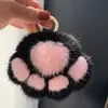 Bolsa Colgante de Pata de Gatito Imitación Piel de Visón Llavero de Coche Accesorio Decorativo Pata de Felpa Fresca y Dulce