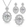 Transmisión en Vivo Más Vendido Conjunto de Joyas de Piedras Preciosas Rojas y Azules Color Huevo de Paloma, Popular Collar de Cristal de Lujo, Aretes y Anillo para Mujeres en Europa y América