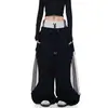 Comercio Transfronterizo Patchwork Jazz Hip-Hop Retro Pantalones Deportivos de Dos Piezas Falsas para Hombre Estilo Americano Doble Cintura Rayados de Pierna Ancha para Mujer