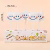 Estilo ins decoração de bolo de aniversário de desenho animado velas flores chapéus de festa urso de pelúcia rosto sorridente corações velas de aniversário infantil