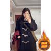 Abrigo de Lana Negro con Botones de Cuerno para Mujer, Otoño e Invierno 2026 Nuevo Estilo Hepburn Coreano Elegante Grueso Abrigo de Lana