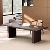 Escritorio Minimalista de Madera Maciza Estilo Italiano, Mesa de Trabajo Larga, Doble Persona, Lujo Ligero, Moderno, Pequeño Apartamento, Estudio, Hogar, Computadora, Oficina