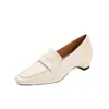 Mocasines Franceses para Mujer 2026 Otoño Nueva Llegada Slip-on Tacón Bajo Adelgazantes Temperamento Versátiles para el Trabajo Elegantes Zapatos Pequeños de Cuero