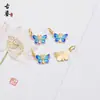 Colgante Pequeño de Mariposa y Libélula de Esmalte Azul Antiguo Colgante Individual para Pulsera Hecha a Mano DIY Accesorios de Joyería