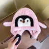 Chapéu Quente de Pinguim de Desenho Animado para Crianças, Chapéu de Pelúcia para Outono e Inverno para Meninos e Meninas, Chapéu com Proteção para as Orelhas para Prevenir o Frio, Chapéu de Tricô Super Fofo