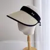 Borde de contraste metal arco moda hueco sombrero de copa mujeres verano versátil protección solar sombrero de sombra plegable sombrero de sol