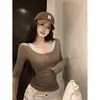 Comércio Exterior Tk Roupa Feminina do Sudeste Asiático Design Transfronteiriço Inspirado Falso Duas Peças Manga Longa Camisa Base Camiseta Top para Mulheres