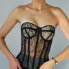 Top de Tubo para Mujer Nueva Ropa Exterior Sujetador de Ballena Copa Estéreo Sujetador de Encaje de Peonía Top Sexy con Tira en la Espalda 2025