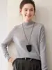 Suéter de Cashmere Feminino Outono e Inverno Novo Estilo Gola Meia Alta Macio e Fofo Base de Lã Roupa Íntima Malha Casual Solta
