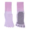 Meias de yoga com cinco dedos em cor degradê para mulheres, antiderrapantes, absorventes de choque, meias de Pilates de cano médio, meias esportivas para fitness indoor