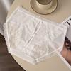 Calzoncillos de Mujer de Encaje Sexy con Costuras de Satén de Lujo Ligero Entrepierna de Seda de Morera Transpirable Cómodo Ropa Interior de Malla Hueca para Mujeres