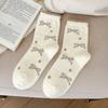 Calcetines de terciopelo cálidos con lazo para mujer, calcetines para dormir gruesos con forro polar, calcetines de suelo de otoño e invierno, calcetines de dormir de invierno para adultos, mes