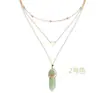 Collar para Mujer Joyería de Moda Europea y Americana Hexagonal Diamante Piedra Preciosa Corazón de Melocotón Amor Cadena de Cuentas de Cobre Cadena de Collar Multicapa