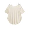 Garota Quente Solto Sexy Design Ombro Caído Top Relaxado Feminino Verão Aparência Emagrecedora Bainha Curva Dança Camiseta Manga Curta