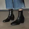 Botines Elegantes Silenciosos Versátiles para el Trabajo Pierna Delgada Otoño/Invierno 2026 Tacón Medio Grueso Adelgazantes Punta Redonda Elásticos que Envuelven la Pierna para Mujer
