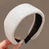 Diadema vintage de lunares plisada de ala ancha para mujer, casual y única, con un toque de alta gama, diadema versátil que hace que la cabeza se vea más alta y el rostro parezca más pequeño