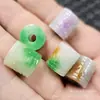 Jadeite Grande Furo Jade Contas Soltas Base Branca Fei Amarela Padrão Violeta Verde Contas Cilindro Acessórios para Joias Contas