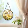 Colgante de Cristal de Abeja y Flor Amarilla Transfronterizo, Decoración de Cristal para el Hogar, Decoración de Ventana, Atrapasoles para Jardín